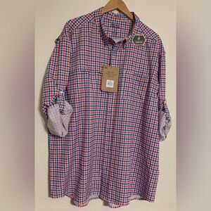 Field & Stream Fishing Shirt UPF 30 Red Pink Blue Plaids Size 2XL NWT